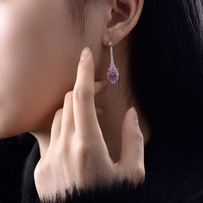 925 Sterling Silver Zircon Long Oval Brincos de cor personalizada