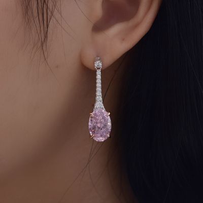 925 Sterling Silver Zircon Long Oval Brincos de cor personalizada