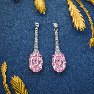 925 Sterling Silver Zircon Long Oval Brincos de cor personalizada