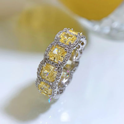 Anéis de casamento e noivado de luxo de pedra amarela