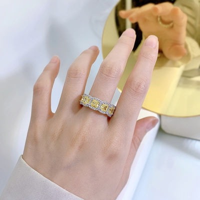 Anéis de casamento e noivado de luxo de pedra amarela