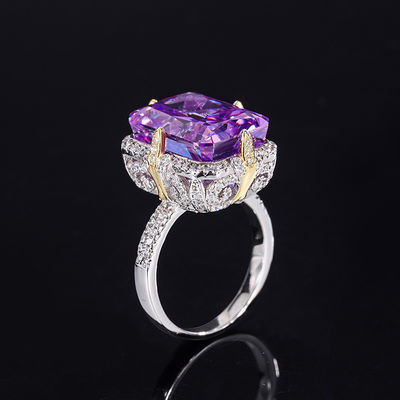 Púrpura / Aqua Azul / Amarelo Pedra de 925 Sterling Silver Zircon Anel de Noivado