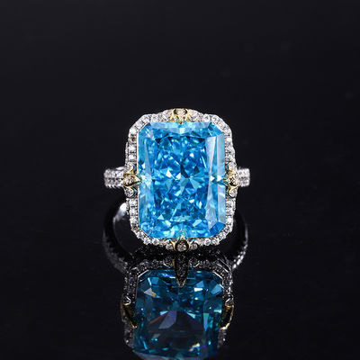 Púrpura / Aqua Azul / Amarelo Pedra de 925 Sterling Silver Zircon Anel de Noivado