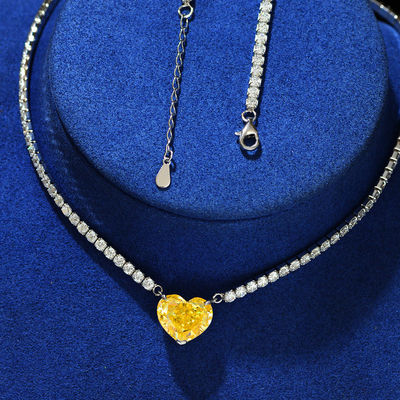 Elegante Colar de Coração Aqua Azul 925 Sterling Coração Prateado
