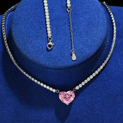Elegante Colar de Coração Aqua Azul 925 Sterling Coração Prateado
