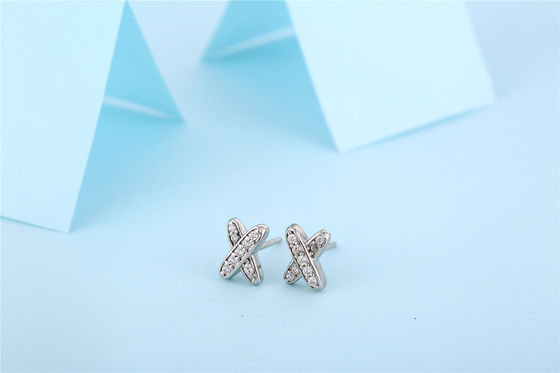 X Shape 925 Moissanite Stud Earrings Jóias de prata esterlina