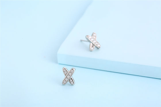 X Shape 925 Moissanite Stud Earrings Jóias de prata esterlina