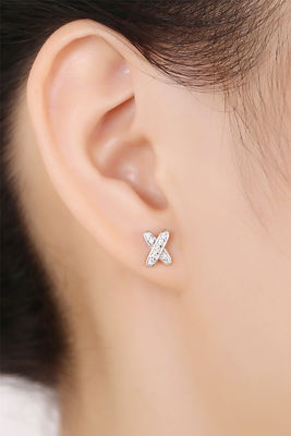 X Shape 925 Moissanite Stud Earrings Jóias de prata esterlina