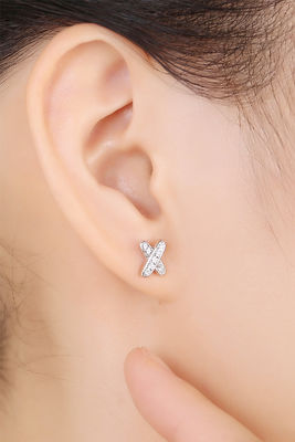 X Shape 925 Moissanite Stud Earrings Jóias de prata esterlina