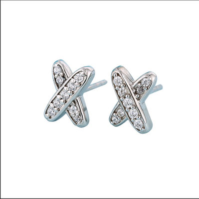 X Shape 925 Moissanite Stud Earrings Jóias de prata esterlina