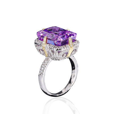 Púrpura / Aqua Azul / Amarelo Pedra de 925 Sterling Silver Zircon Anel de Noivado