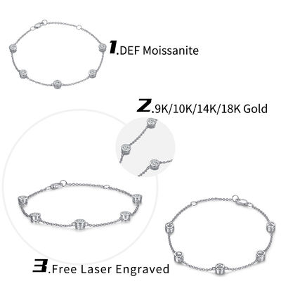 925 Sterling Silver Moissanite Diamond Bracelet Mulheres