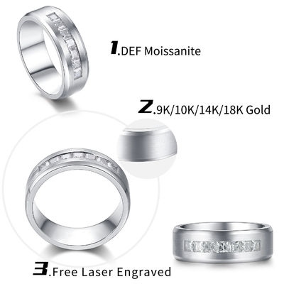 Anel de noivado de diamantes de ouro Moissanite de 18 quilates