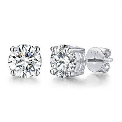 18k Gold Moissanite Diamant Stud brincos de ouro branco suporte de personalização