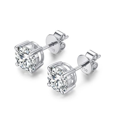 18k Gold Moissanite Diamant Stud brincos de ouro branco suporte de personalização