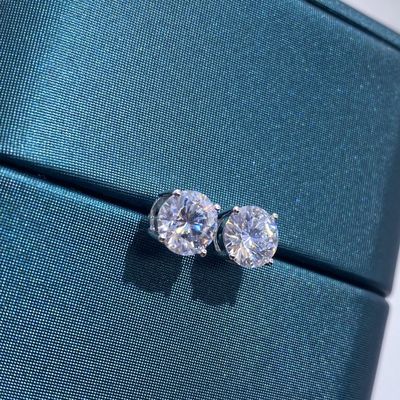 18k Gold Moissanite Diamant Stud brincos de ouro branco suporte de personalização