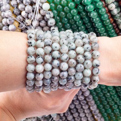 8MM Polidas Natural Kiwi Jasper Perlas Fazer Jóias Necklace Pulseira Brinco