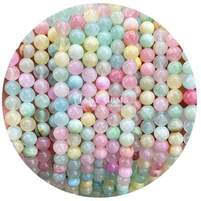 Atacado Cristal Natural Pedra Geminosa Redonda Calcedônia contas Jade Redondo acessórios de contas soltas para DIY Pulseira Colar