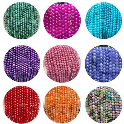 Atacado Cristal Natural Pedra Geminosa Redonda Calcedônia contas Jade Redondo acessórios de contas soltas para DIY Pulseira Colar