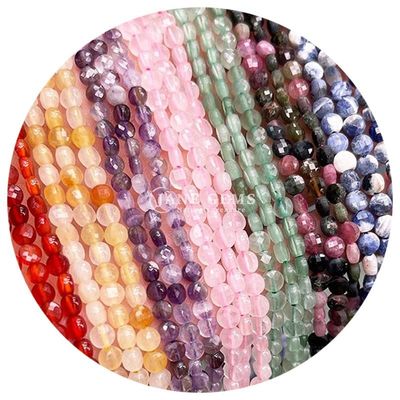 Grânulos de forma plana de facetas de cristal de pedra preciosa de forma redonda grânulos soltos para fabricação de jóias DIY