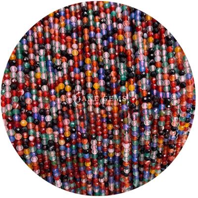 Pedras preciosas de cristal natural de facetas redondas de forma pequena Dalmácia Jaspe Rubí Zoisite Fios soltos de contas para pulseiras