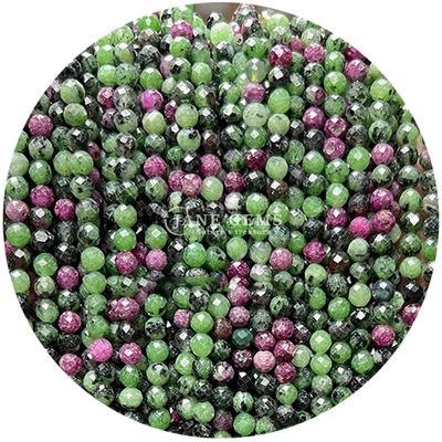 Pedras preciosas de cristal natural de facetas redondas de forma pequena Dalmácia Jaspe Rubí Zoisite Fios soltos de contas para pulseiras