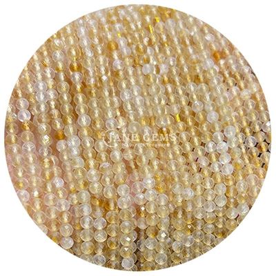 Pedras preciosas contas cristal natural de facetas redondas forma pequena citrino pedra solar fios de contas soltas para pulseiras