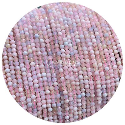 Pedras preciosas Cristal natural de facetas redondas Forma pequena Morganite preto Rutilizado Quartz Filamentos de contas soltas para pulseiras