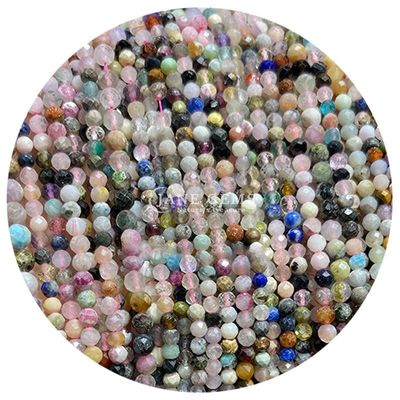 Pedras preciosas Cristal natural de facetas redondas Forma pequena Morganite preto Rutilizado Quartz Filamentos de contas soltas para pulseiras