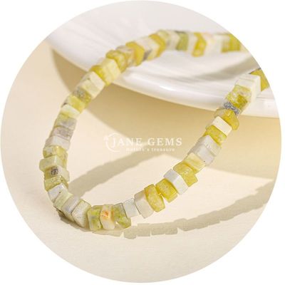 Atacado Jade Natural Loose Beads Real Branco Opal Loose Beads Square Slice Shape Loose Beads Spacers For DIY Jewelry