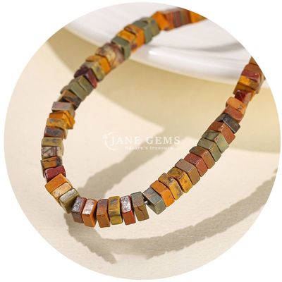 Atacado Jade Natural Loose Beads Real Branco Opal Loose Beads Square Slice Shape Loose Beads Spacers For DIY Jewelry
