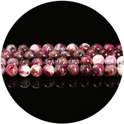 Atacado Natural 2A Flor de ameixa Turmalina Redonda Grãos soltos Moonstone Florite Sunstone Grãos espaçadores para jóias