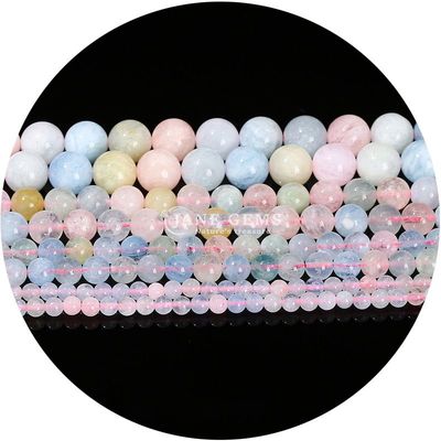 Atacado Natural 2A Flor de ameixa Turmalina Redonda Grãos soltos Moonstone Florite Sunstone Grãos espaçadores para jóias