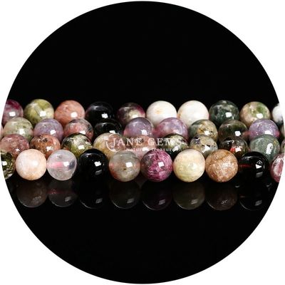 Atacado Natural 2A Flor de ameixa Turmalina Redonda Grãos soltos Moonstone Florite Sunstone Grãos espaçadores para jóias