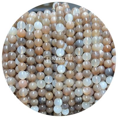 Atacado Natural 2A Turmalina Redonda Bolas Soltas Moonstone Bolas Soltas de Pedra Arco-íris Fluorito Bolas Espaçadores para jóias