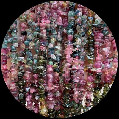 Turmalina Natural Turquesa Bolas Cristal Natural Forma Irregular Chip Cascalho Pedra Solta Filamentos de Bolas Para Pulseiras