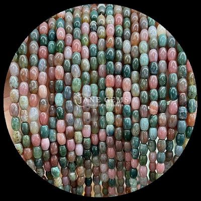 Ágata indiana ponto verde limão jade gem Bead natural cristal arroz forma de pedra fios de contas soltas para pulseiras