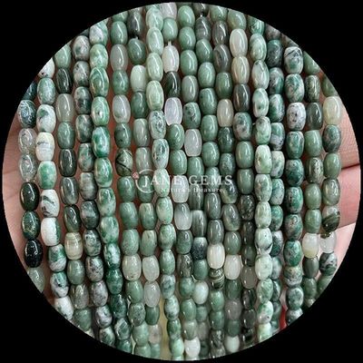Ágata indiana ponto verde limão jade gem Bead natural cristal arroz forma de pedra fios de contas soltas para pulseiras