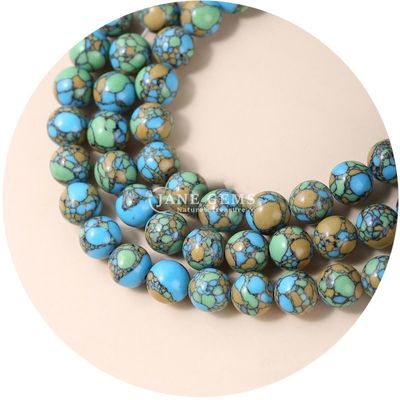 Wholesale Howlite Pedra Redonda Grânulos Soltos Turquesa Grânulos Soltos Grânulos Redondos Espaçadores para Fabricação de jóias