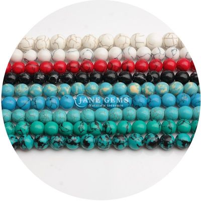 Wholesale Howlite Pedra Redonda Grânulos Soltos Turquesa Grânulos Soltos Grânulos Redondos Espaçadores para Fabricação de jóias