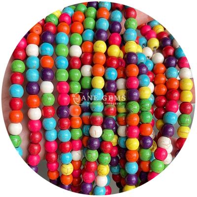 Wholesale Howlite Pedra Redonda Grânulos Soltos Turquesa Grânulos Soltos Grânulos Redondos Espaçadores para Fabricação de jóias