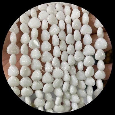 Jade Branca Ouro Pedra de Areia Pérola de Gem Natural Cristal Forma de Coração Pedra Fio de Pérola Solto Para Pulseiras