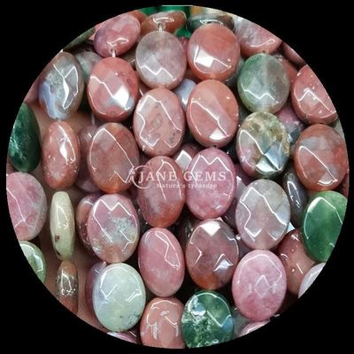 Estilo Índia Ágata vermelho Jaspe Pedra solta cordas de contas facetas de forma oval Pedra preciosa