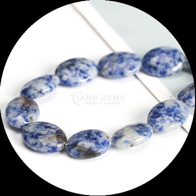Caracterização de forma oval gem Bead Natural Crystal Opalite Blue Dot Stone Loose Bead Strands para pulseiras