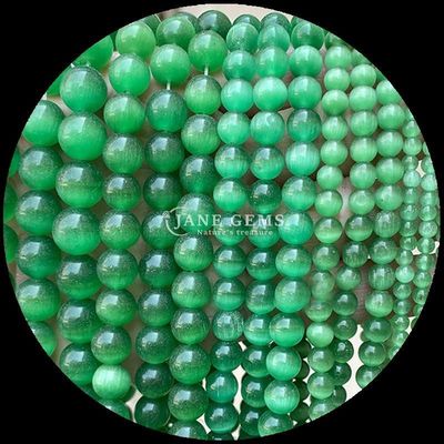 Forma redonda pérola de gemas colorido azul verde laranja cor de gato olho solto de pérola fios para pulseiras