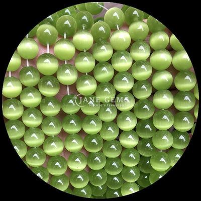 Gold Olive Blue Color Gems Bead Round Shape Cat Eye Loose Bead Strands para jóias feitas à mão