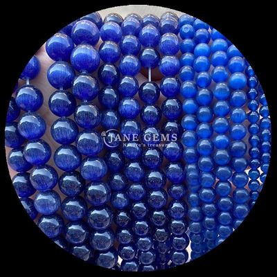 Gold Olive Blue Color Gems Bead Round Shape Cat Eye Loose Bead Strands para jóias feitas à mão