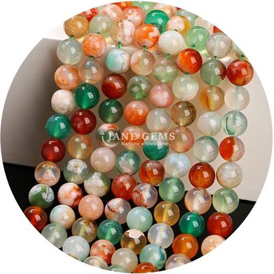 Mistura natural redonda lisa de agata de contas soltas para joalheria e artesanato