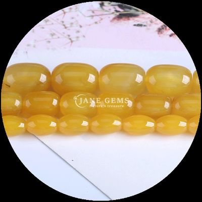 Pedras preciosas Carnelia Ágata verde cristal natural Pedra preciosa Barril Forma de grãos soltos de pérolas para fabricação de jóias