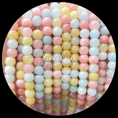Pedras preciosas Rosa Quartz Gelo Jade Verde Cristal Natural Pedra preciosa Forma de maçã Filamentos de contas soltas para fabricação de jóias